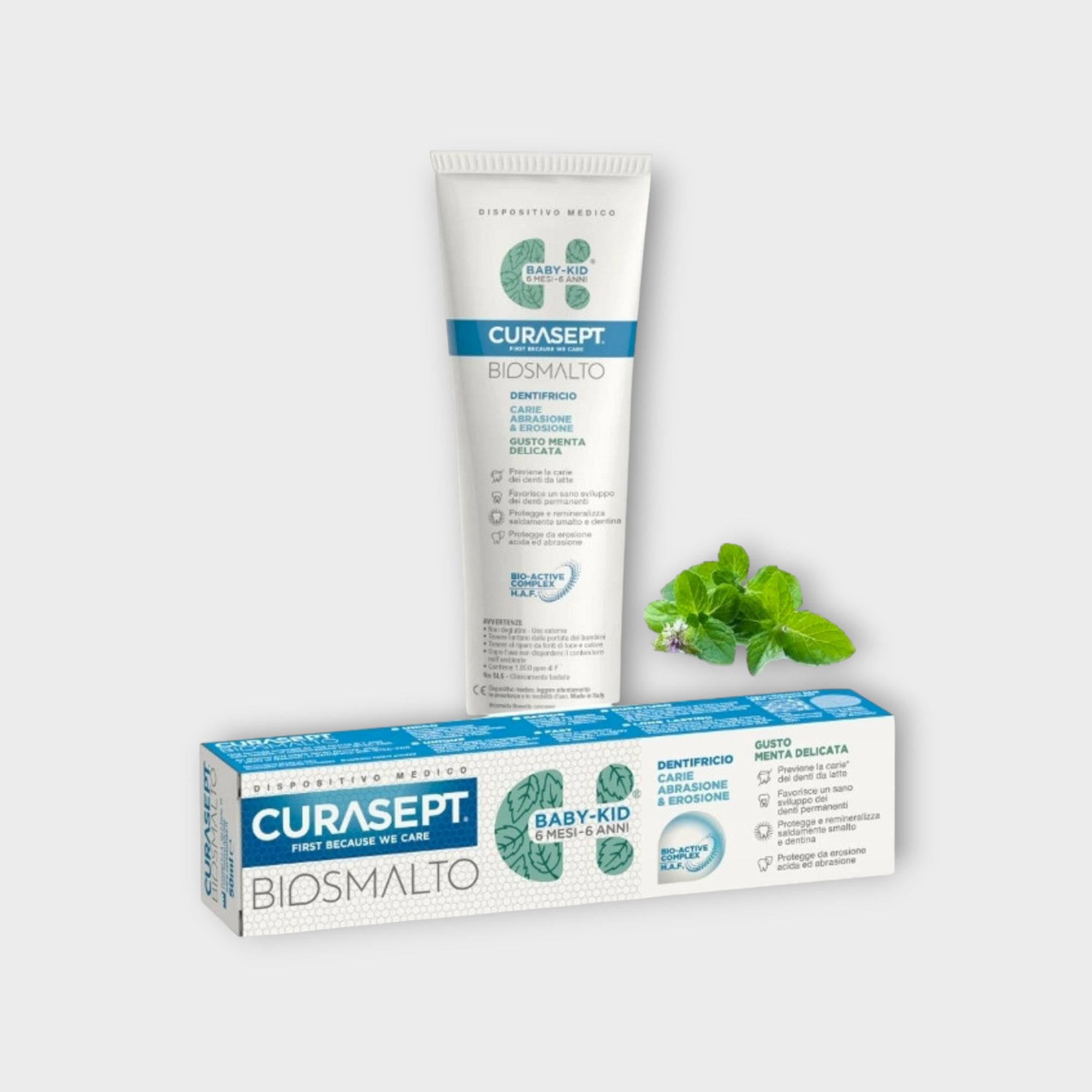 Pasta Curasept Biosmalto Baby-Kid miętowa 50 ml, do zębów dziecięcych