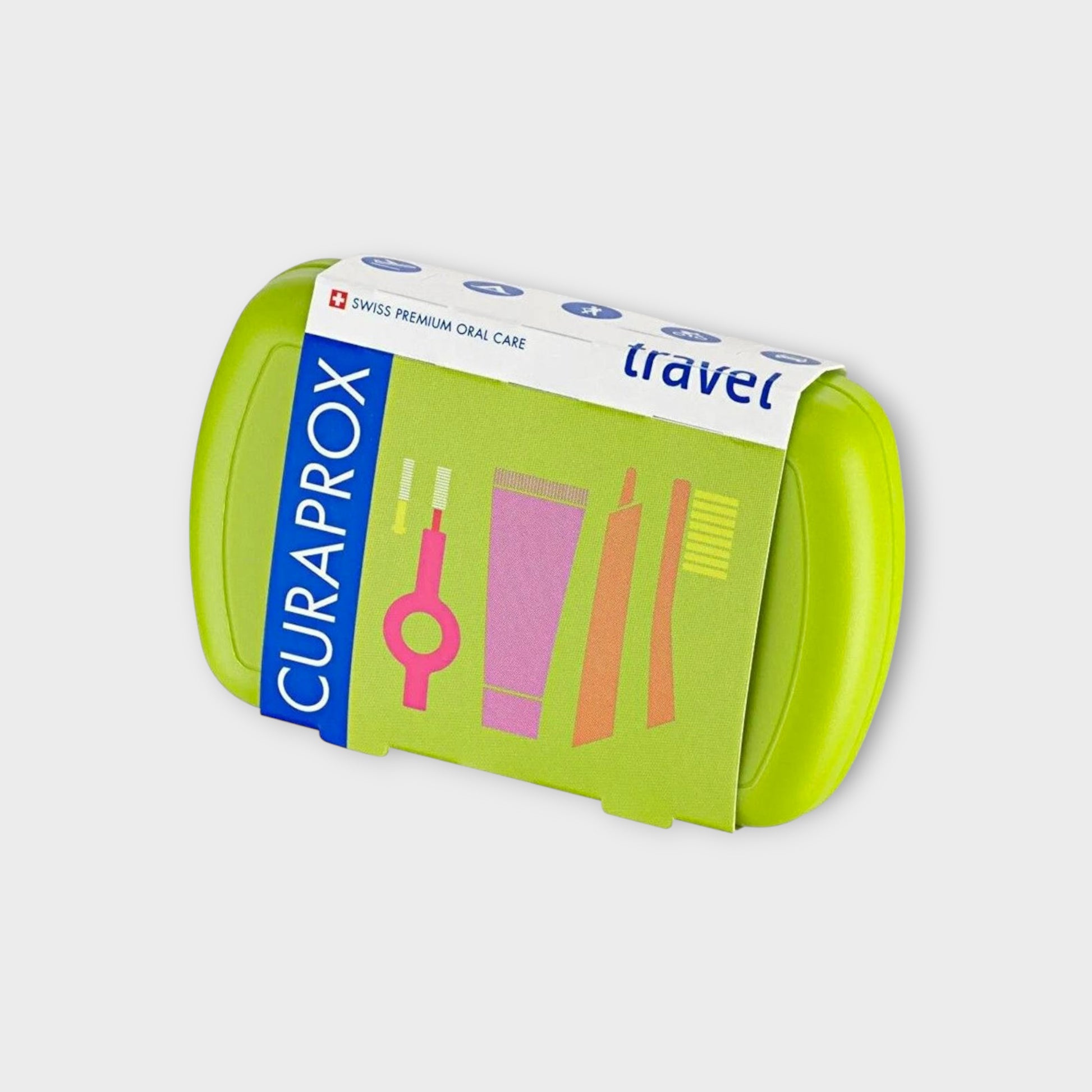 Curaprox Zestaw Turystyczny Travel Set Pomarańczowy, 4 elementy