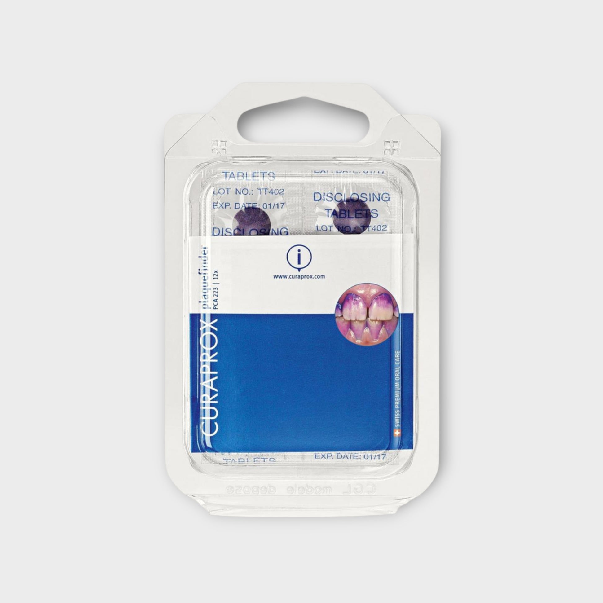 Tabletki do wykrywania płytki nazębnej Curaprox PCA 223, 12 sztuk w opakowaniu