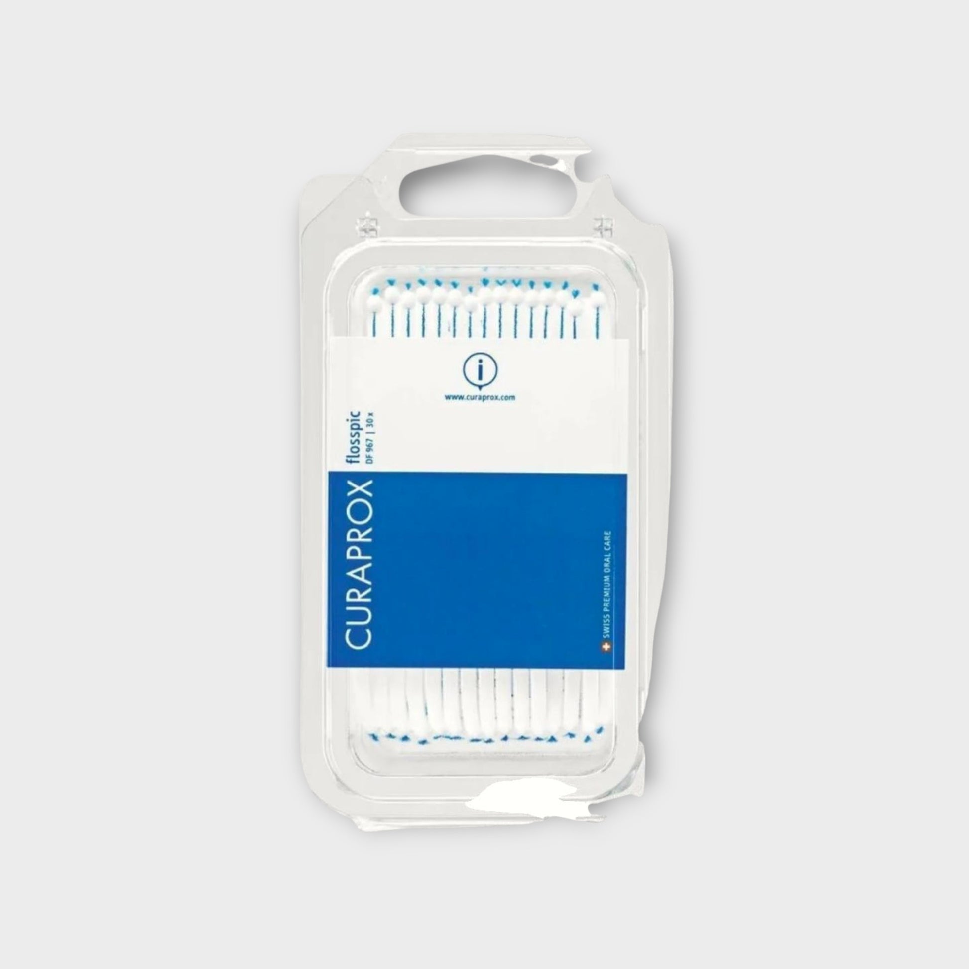 Curaprox DF 967 Flosspic 30 pcs - flosspicki do dokładnego czyszczenia przestrzeni międzyzębowych
