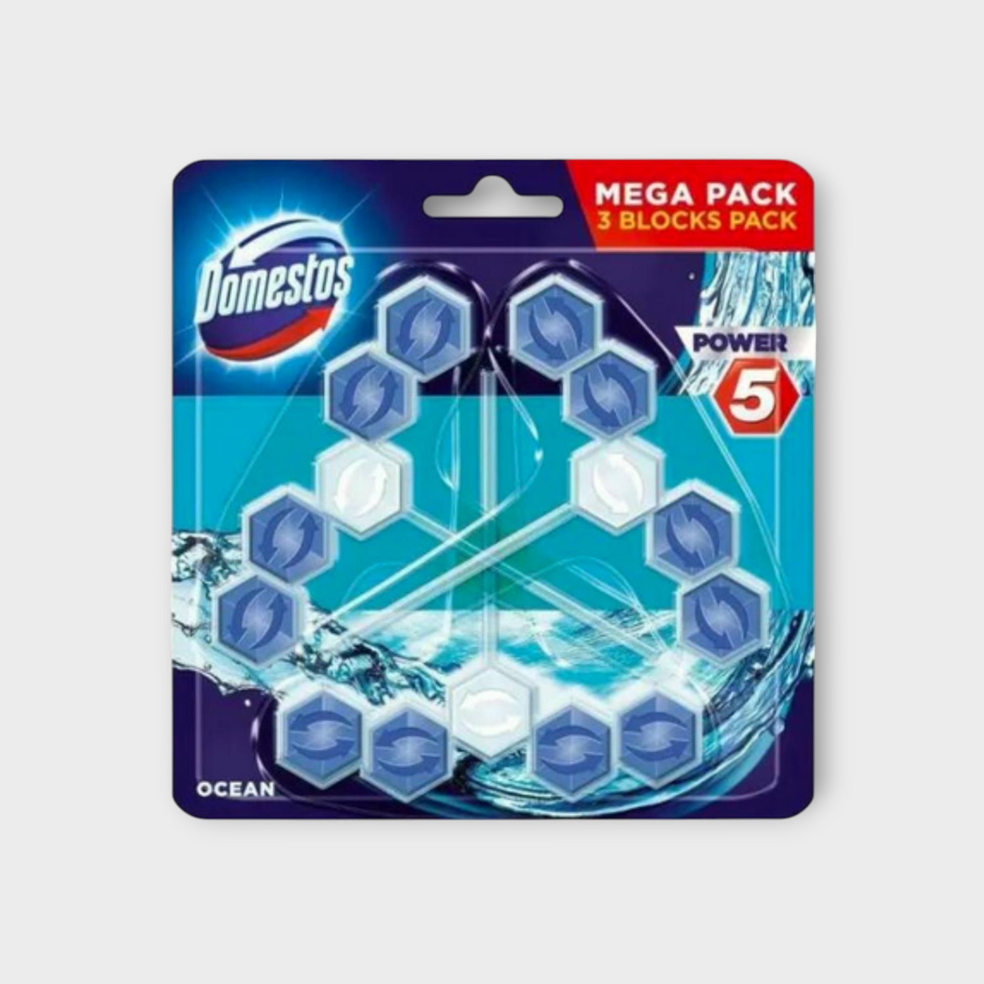 Domestos WC Power Ocean 3x55g, odświeżenie toalet, usuwanie zapachów i bakterii