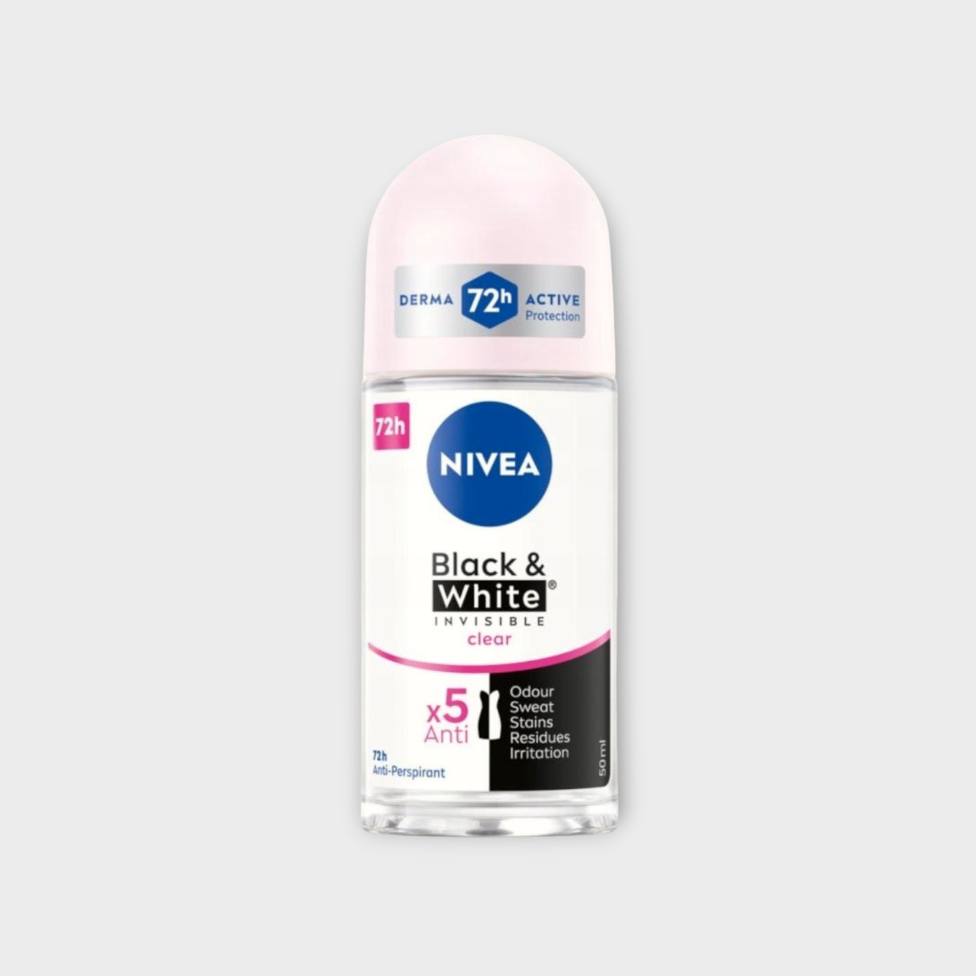 NIVEA Deo Roll On Invisible Black & White 50ml - dezodorant dla mężczyzn, ochrona przed plamami