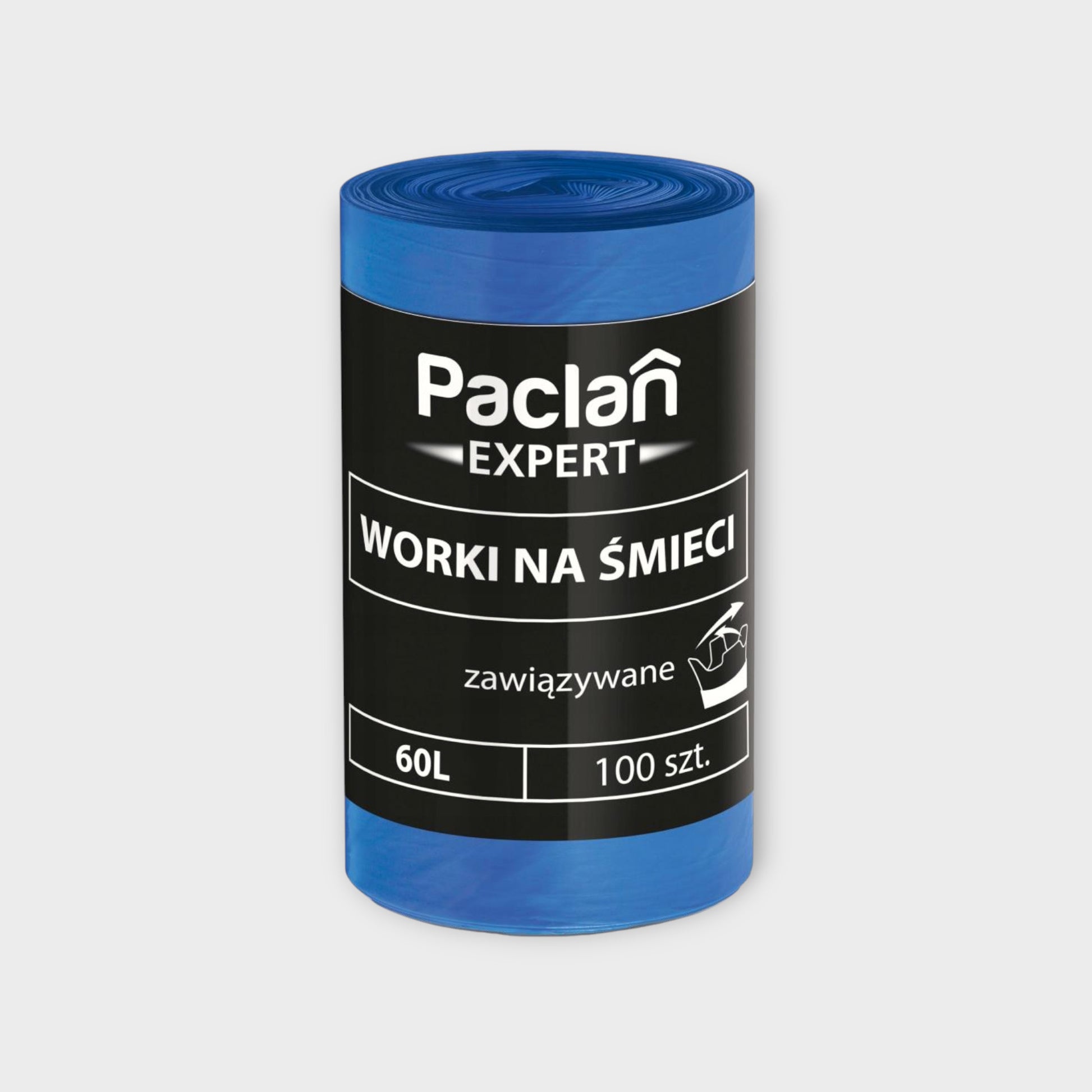 Worki Na Śmieci Paclan Expert Zawiązywane 60L 100 Sztuk - Mocne worki na odpady