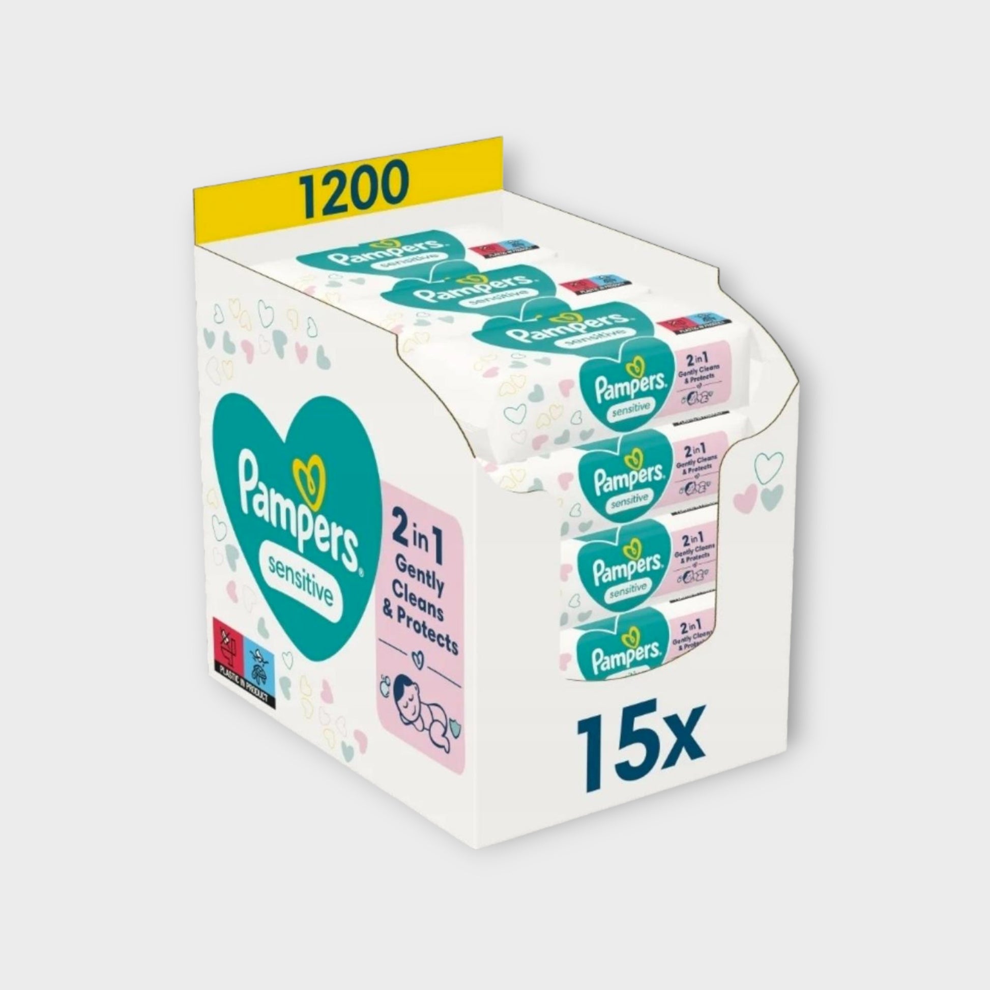 Chusteczki Nawilżane Pampers Sensitive 15x80szt - bezpieczne dla skóry maluszka