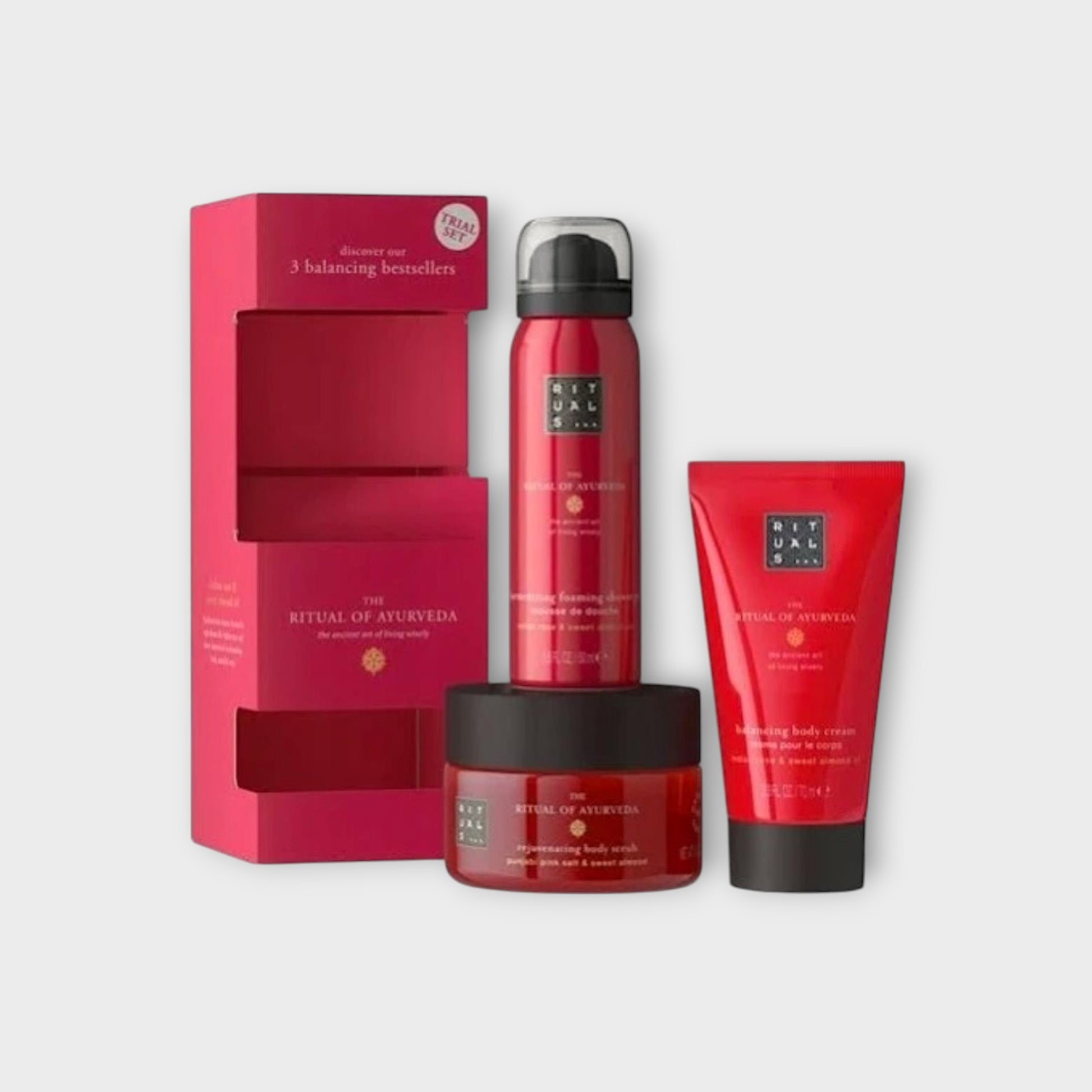 Rituals The Ritual pianka pod prysznic, krem i peeling do ciała, kompleksowa pielęgnacja