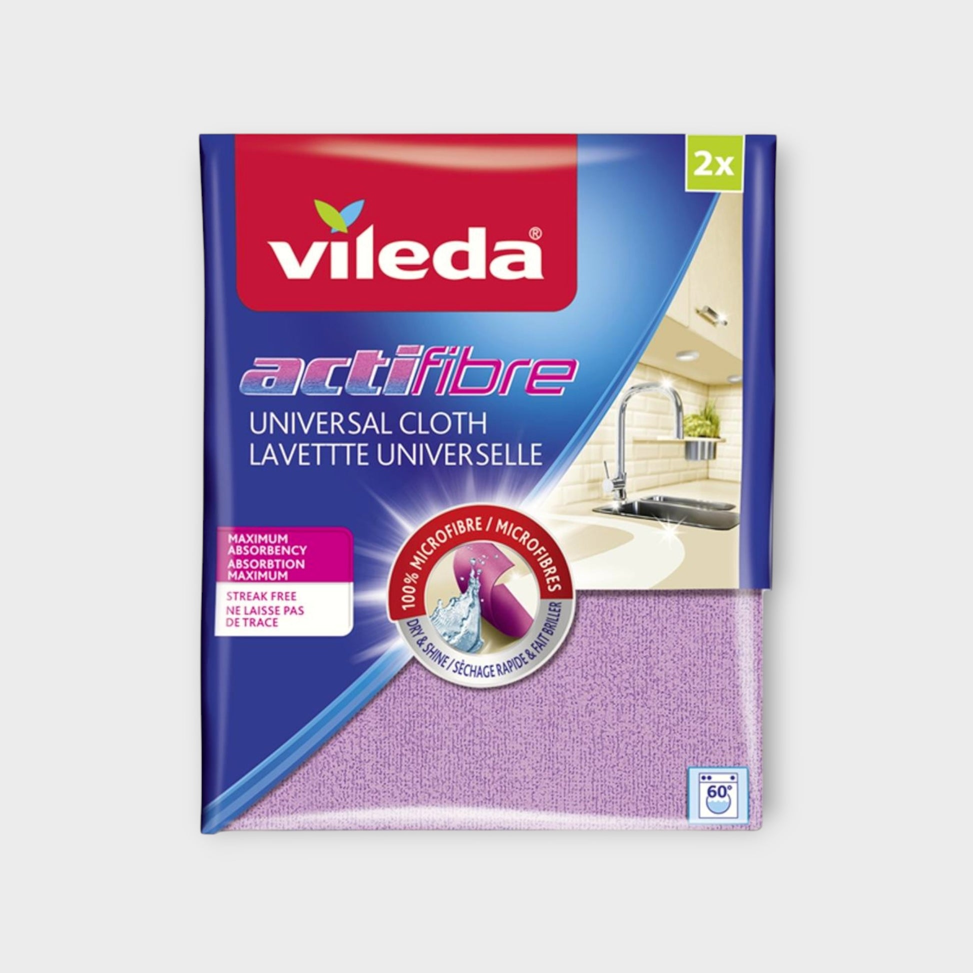 Ścierki VILEDA ActiFibre x2, skuteczne w czyszczeniu różnych powierzchni
